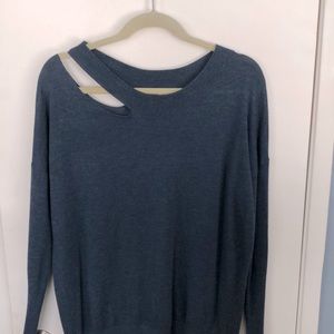 EUC Melrose and Market Smoky Blue Light-weight Sweater w/Open Neck Detail - Sz M